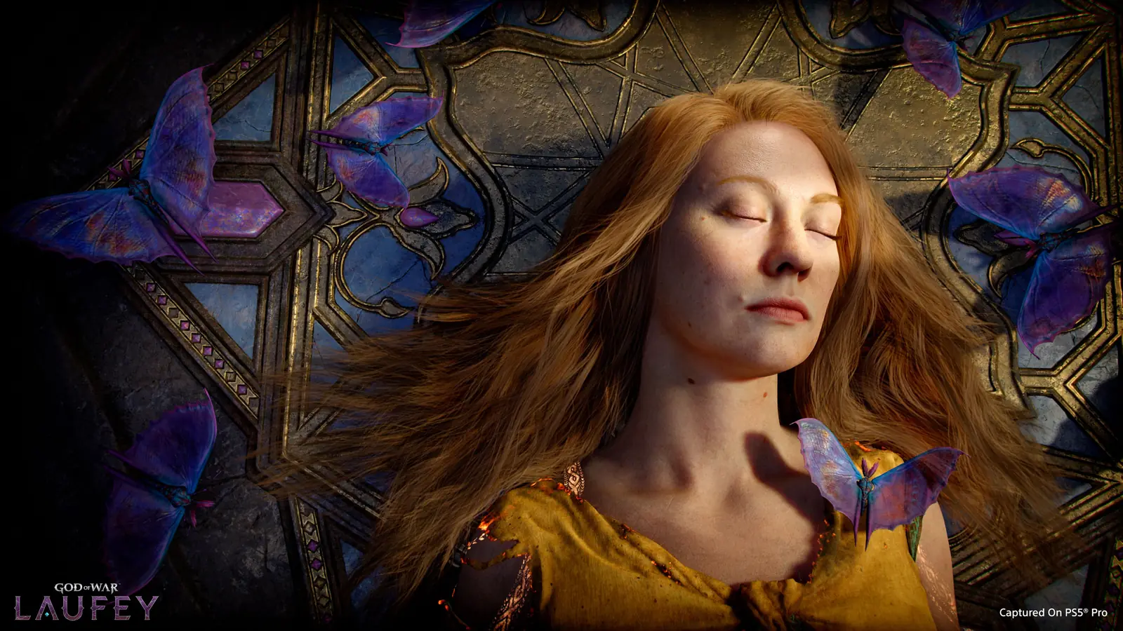 Official God of War Laufey screenshot of Faye awakening in the Everywhen