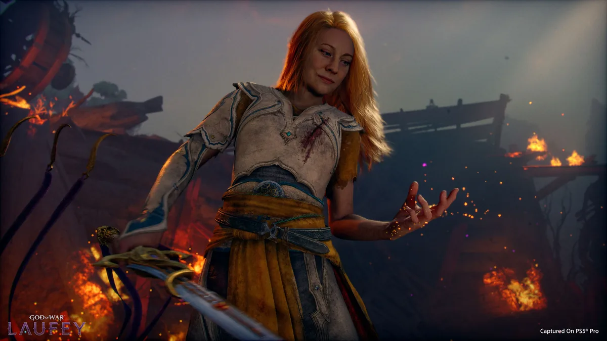 Official God of War Laufey gameplay reveal scene with Faye in the Everywhen