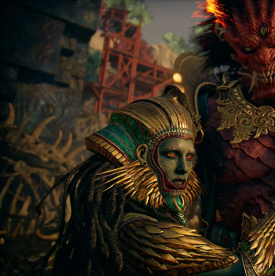 Cropped official close-up of Sekhmet in God of War Laufey